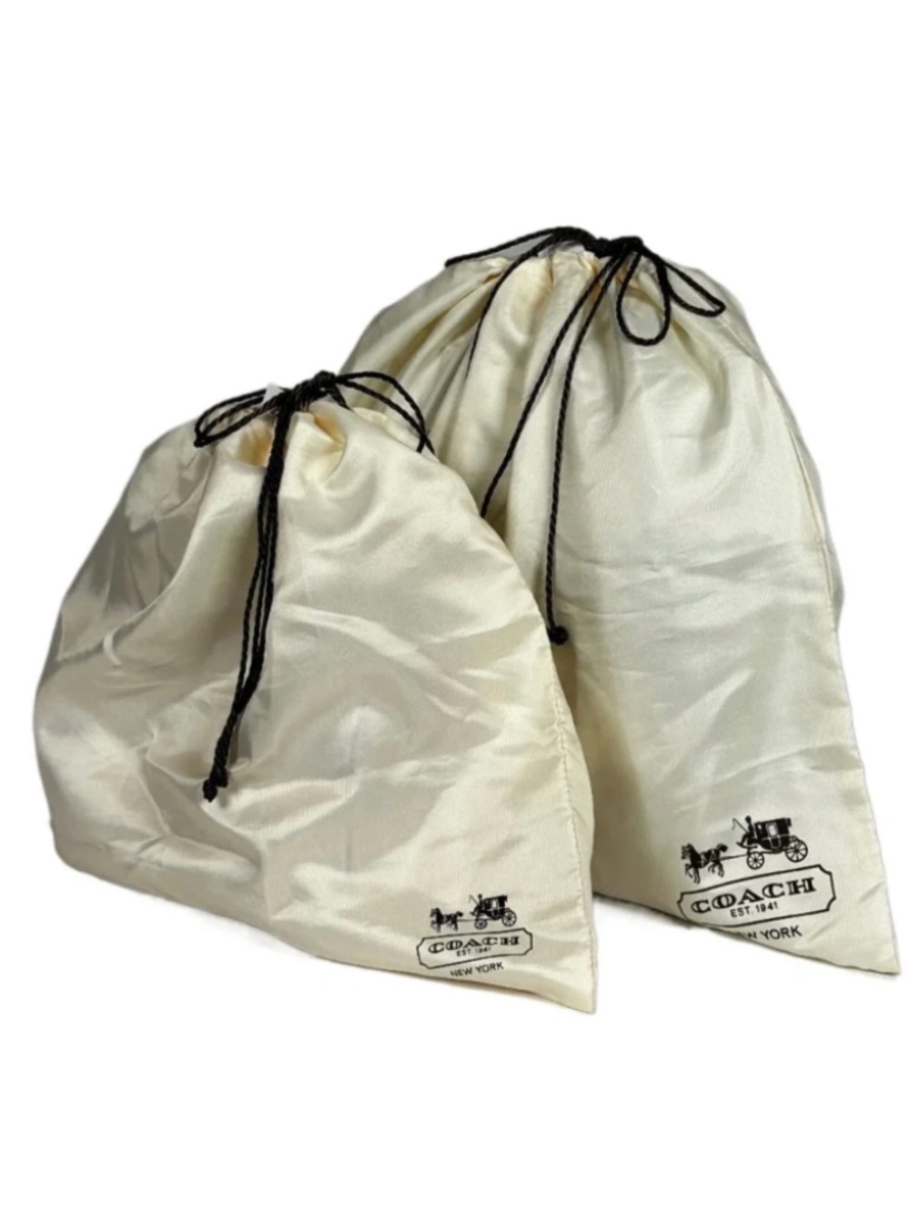 Coach Cream Satin Drawstring Dust Bag - Different sizes available